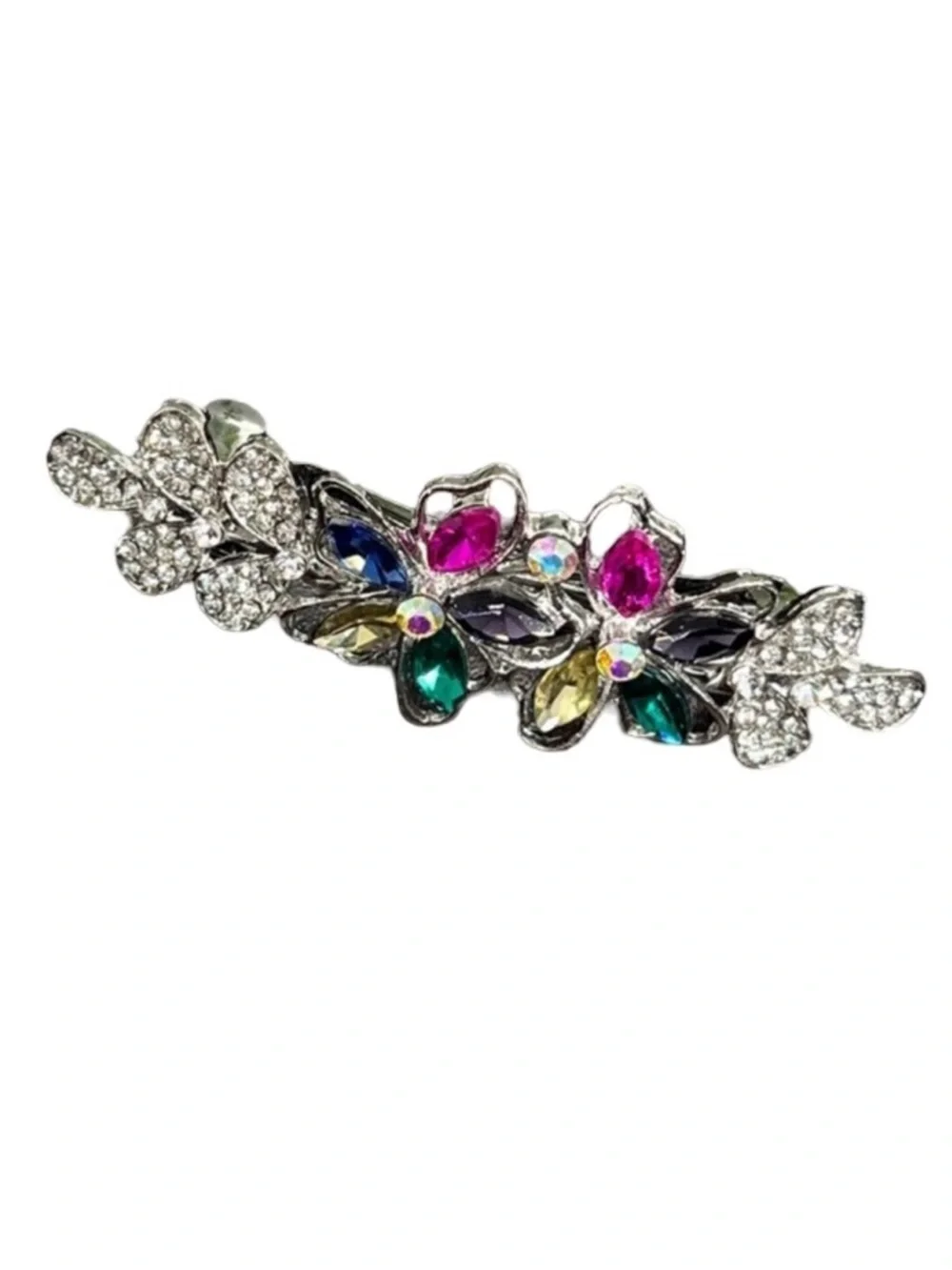 Multicolor Crystal Flower Hair Barrette FINAL PRICE DROP